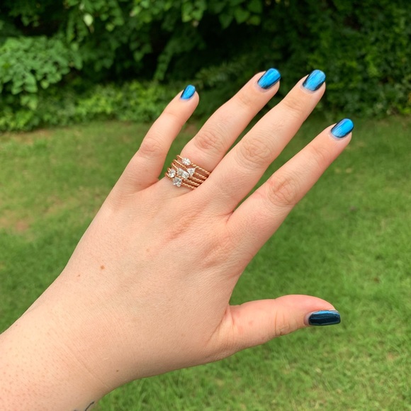 5-band Rhinestone Shape Rings - Picture 3 of 16